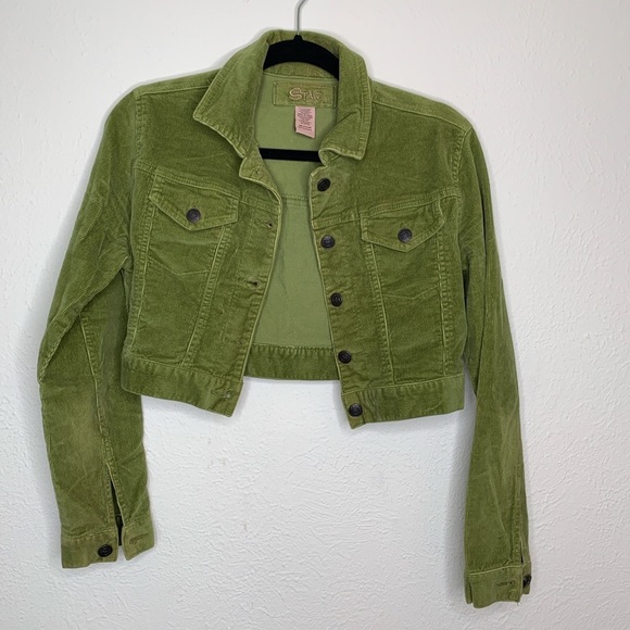 Authentic Vintage Y2K Green Corduroy Cropped Jacket - Picture 7 of 10